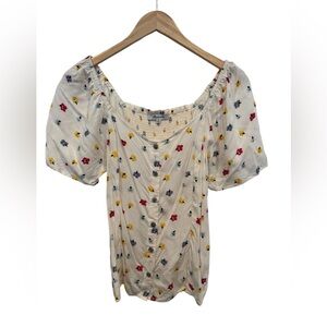 Madewell Cream Floral Blouse
